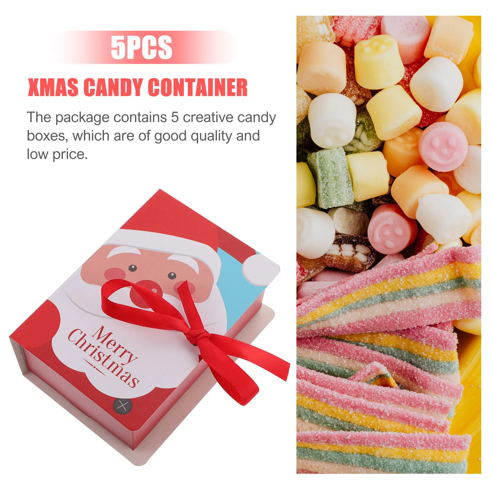 5Pcs Christmas Candy Storage Boxes Book Shape Gift Boxes Creative Xmas Treat Box Lovely Paper Candy Box Xmas Gift Packing Tool