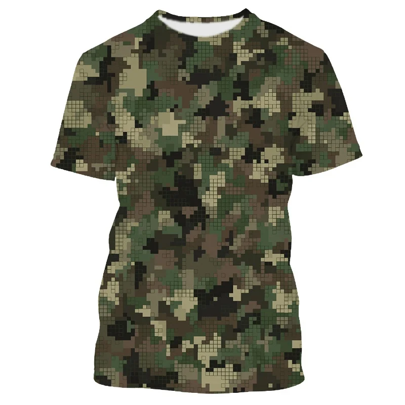 New 3D Desert Camouflage Printed T-shirt Mosaic Camouflage Graphic T Shirts For Men Cool Hunting Aesthetic Clothing Kid Tops