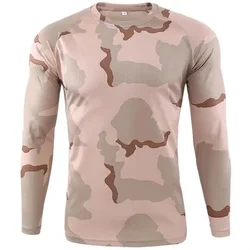 Funny Camo Pattern T-Shirt For Men Camouflage 3D Print T Shirts Autumn Casual Oversized Round Neck Tops Tees Sports Long Sleeves