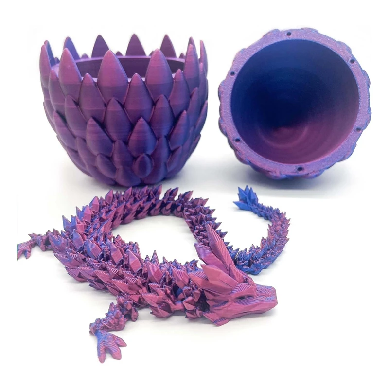 Dragon Egg - Surprise Egg Ornaments With Flexible Pearly-Sheen Dragon, 3D Printed Gift.For Kids,Friend