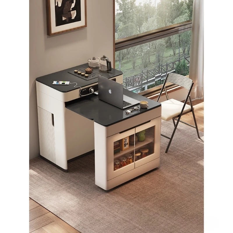Sideboard and island dining table integrated for home use, retractable foldable small apartment, multifunctional bar guide table