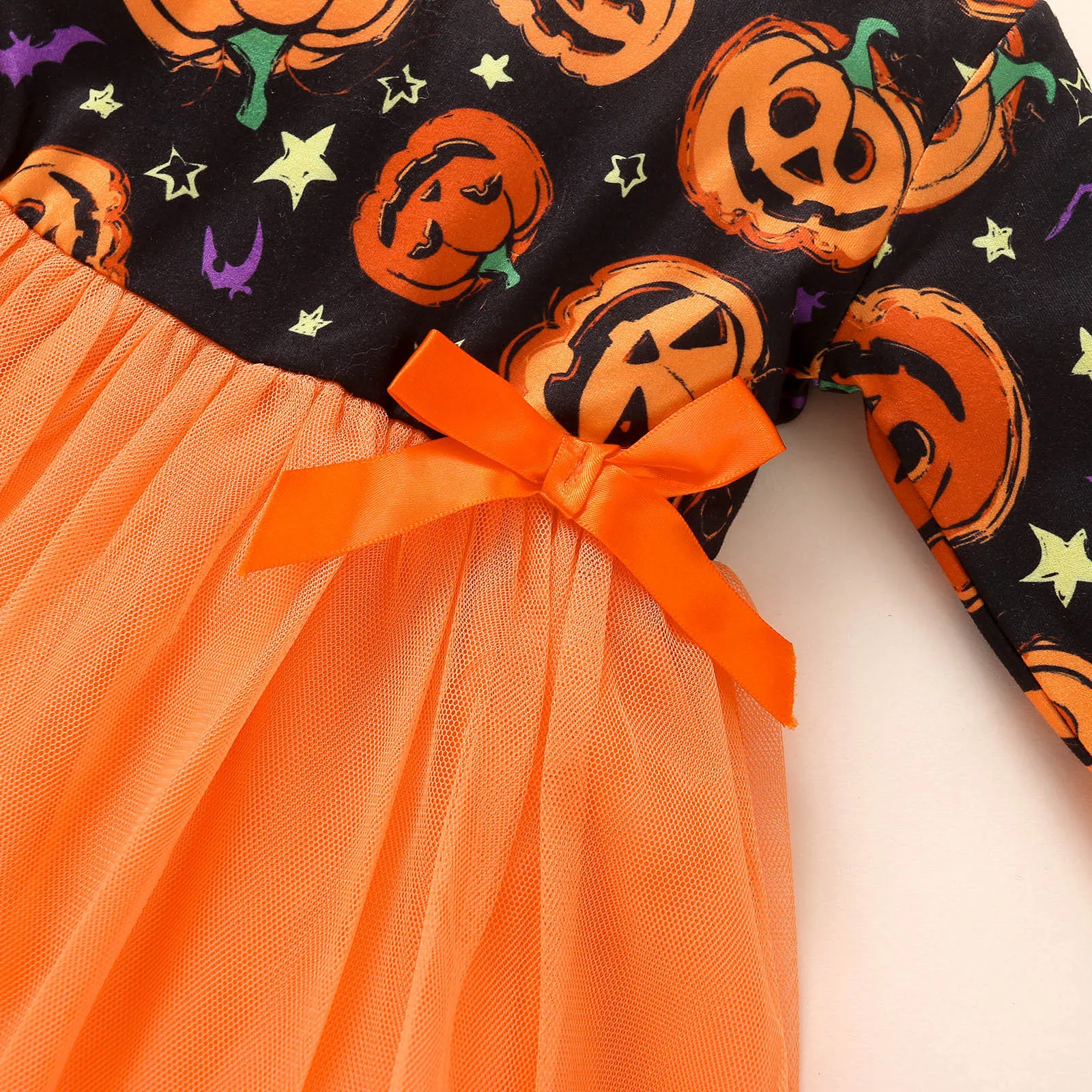 Clothes Dress Pumpkin Halloween Girl Dress Long Sleeved Orange Pumpkin Skirt Little Girl Halloween Costume Holiday Party Dress