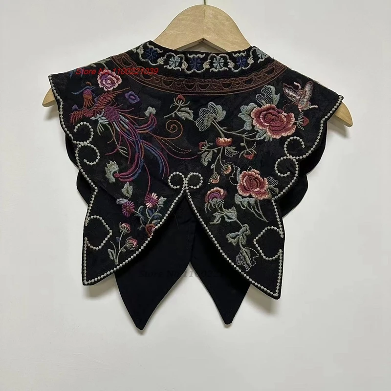 2024 chinese vintage shawl cloak cape national flower embroidery cape hanfu accessories oriental retro vest sleeveless jacket