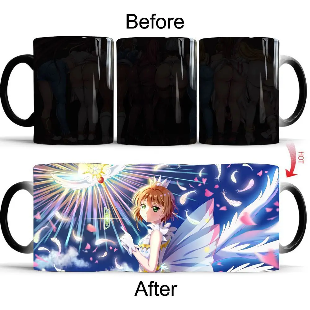 Cardcaptor Sakura Color Changing Mug Anime Discoloration Cup Manga Ceramic Coffee Cups Heat Sensitive Milk Tea Mugs Drinkware