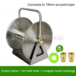 Portable Wall Mount Water Hose Reel Heavy-Duty Stainless Steel Garden Irrigation Systems Holder Hose Trolleys Wash Pipe Rack