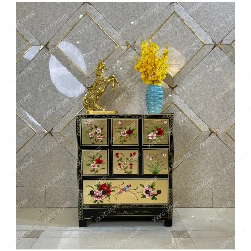 XXBest Sellers Chinese Painted Furniture Multi-drawer Storage Side Cabinet Bedroom Bedside Vintage Locker