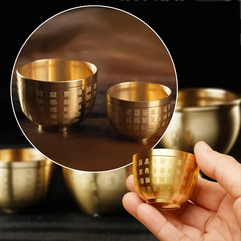 Brass Hundred Blessings Bowl Fortunate Attract Wealth Good Luck Copper Cups Magical Treasure Bowls Snack Soup Kitchen Tableware