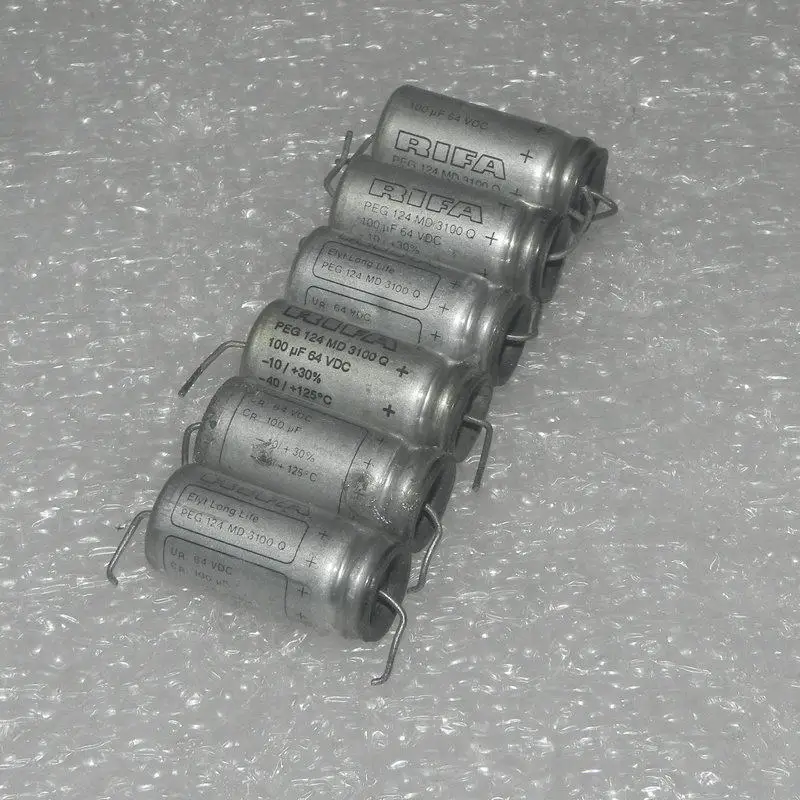 10PCS Second-hand disassembled 64V 100UF 63V 100uf PEG124 water-based decoupling electrolytic capacitor, 13*28MM