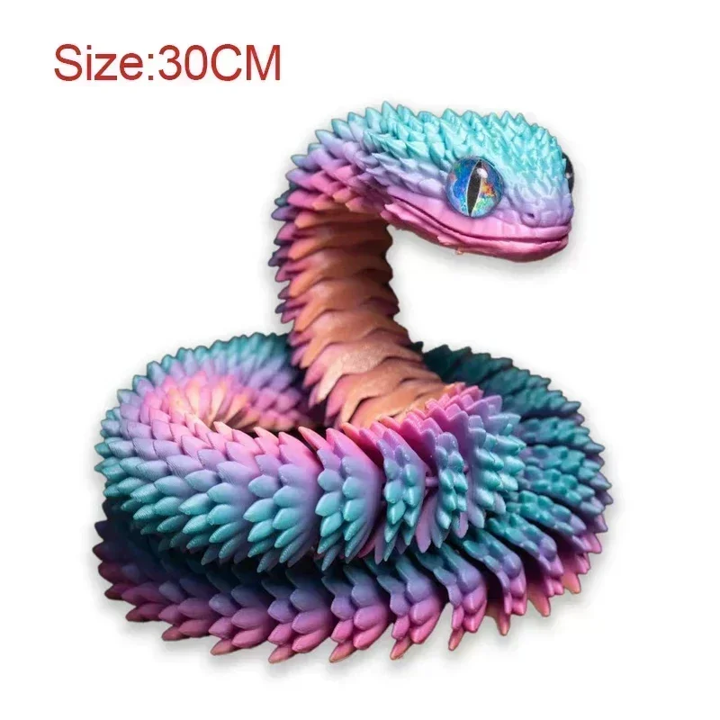 3D Printed Snake Movable Joint Simulation Snake Figurine Fidget Toy Creative Simulation Toy Desktop Ornament Action Figure