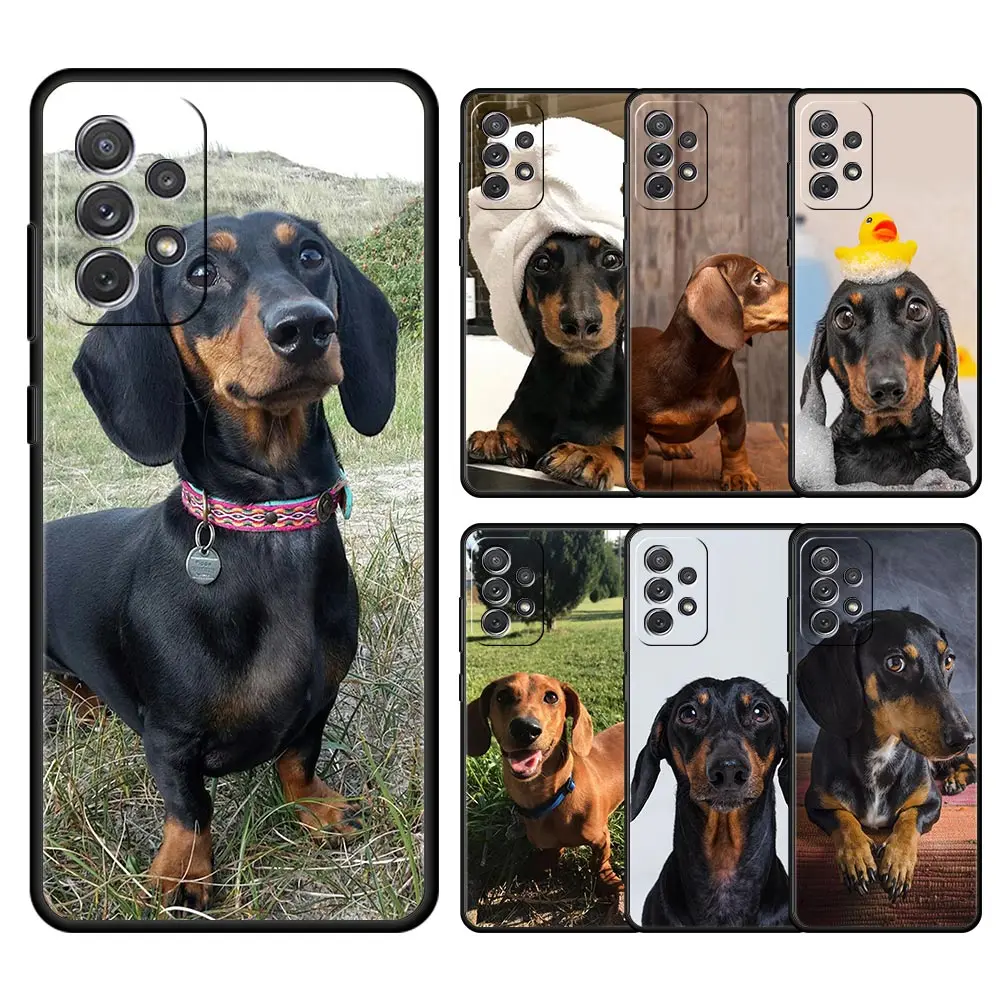 Dachshund Silhouette Dog cute Phone Case For Samsung A35 A55 A15 A13 A51 A71 A41 A31 A21S A03S A05 A23 A25 A33 A53 A73 5G Cover