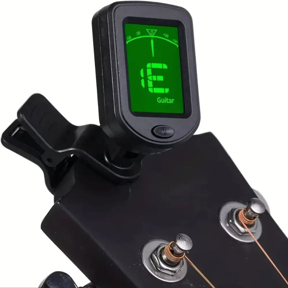 Clip on Mini Guitar Tuner LCD Display Mini Clip-on Tuner for Guitar Classical Black Rechargeable Guitar Accessory