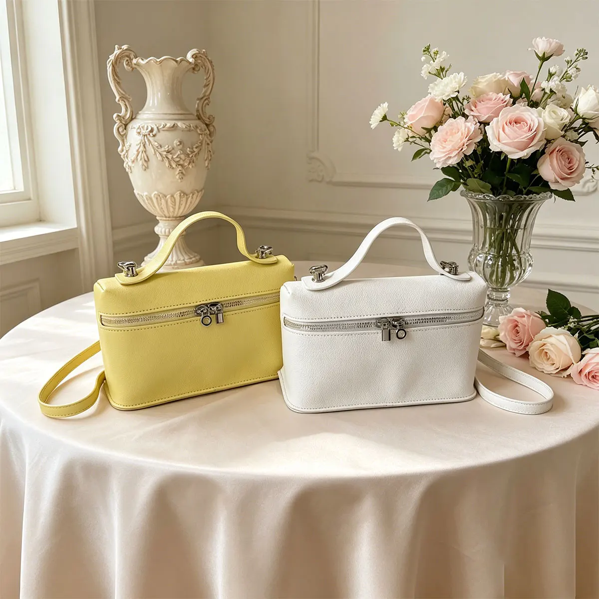Minimalist Trend Solid Color Box Bag Litchi Pattern Portable Carrying Crossbody Bag Daily Commuting Versatile Square Bag - view 4