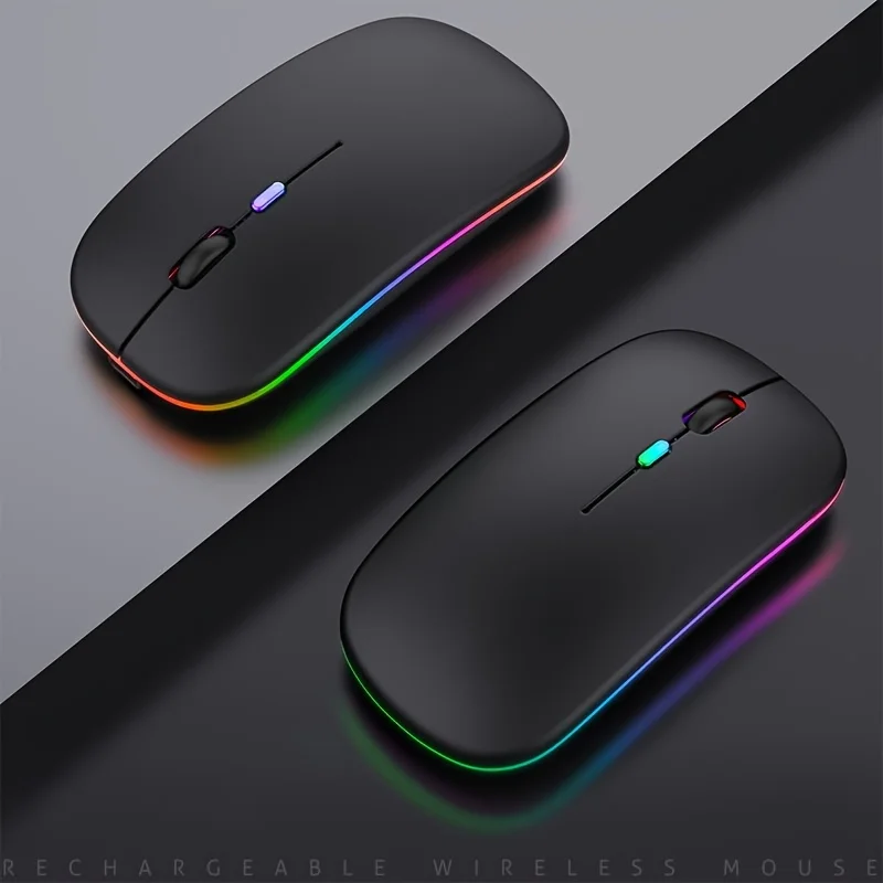 LED Wireless Mouse Dual Mode Bluetooth-Compatible Mouse Rechargeable Laptop Mouse Portable Computer Mice for Laptop ipad Tablet