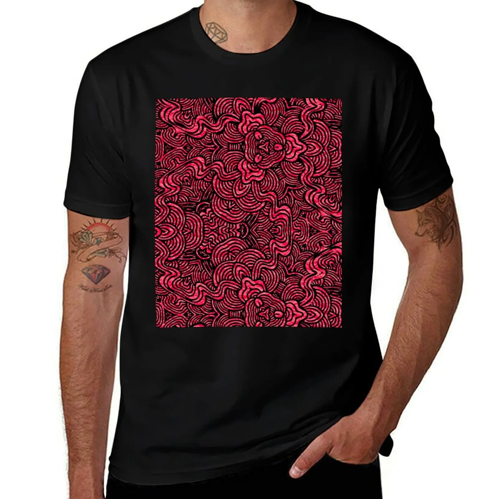 Pink squiggle pattern T-Shirt plain sublime graphics sweat fruit of the loom mens t shirts