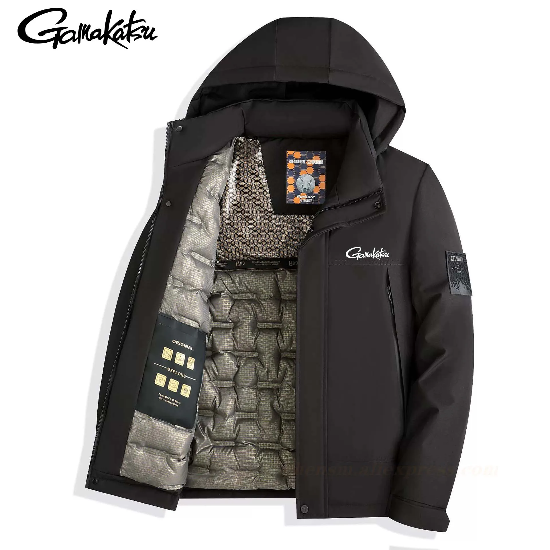 

Gamakatsu, новинка зимы, унисекс, мужской пуховик для рыбалки, шерстяное пальто для альпинизма с капюшоном, графеновое хлопковое пальто, верхняя одежда