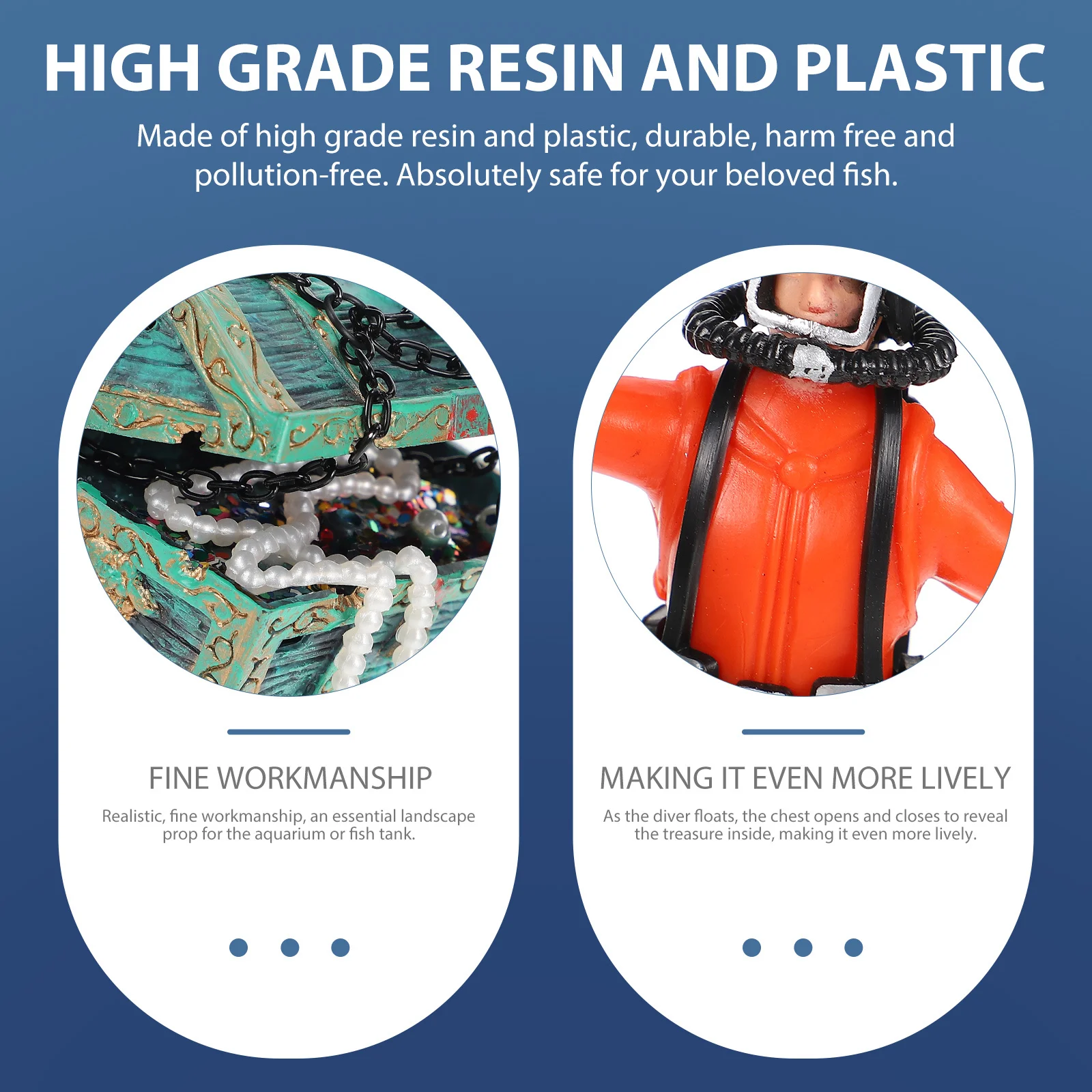 

Aquarium Treasure Hunt Diver Floating Ornament Realistic Fish Tank Accessory Natural Stable Decor Aquarium Decorations