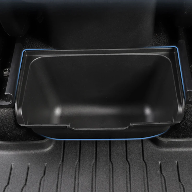 Rear Center Console Storage Box For Tesla Model Y TPE Material Organizer Box With Cover Trash Can Under Seat Car Accessories