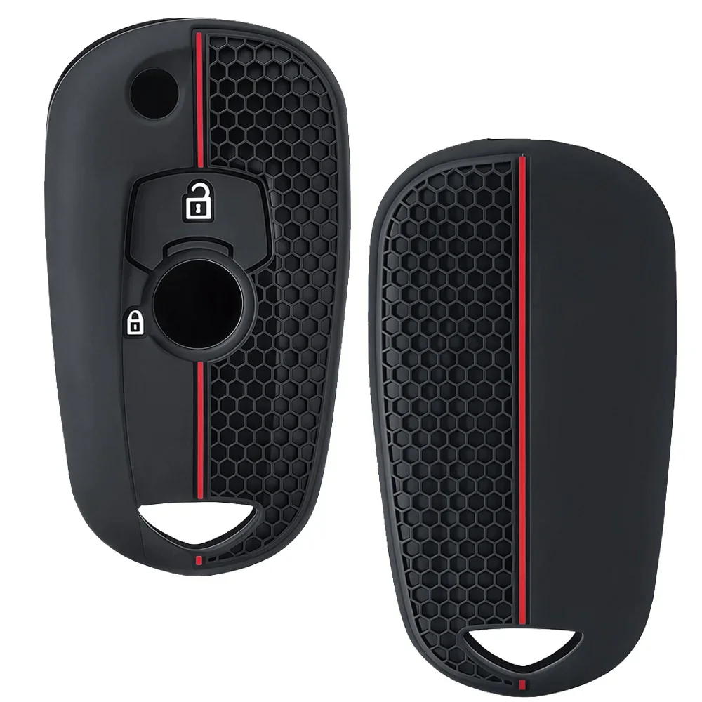 Honeycomb Red Stripe Silicone 2 Button Key Cover For Opel Vauxhall Astra K Buick Verano GT Excelle Flip Fob