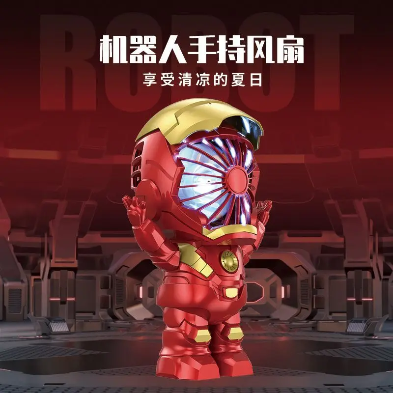 هدية زينة بمروحة كهربائية محمولة على شكل شخصية جديدة من Marvel Iron Man للأطفال على شكل رسوم متحركة محمولة صامتة محمولة باليد