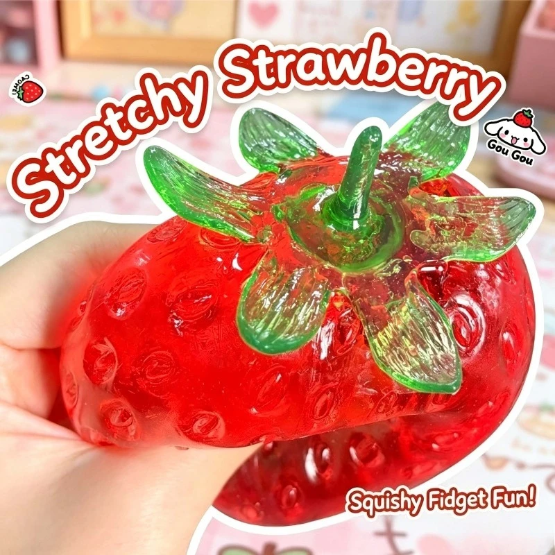 Giant Strawberry Coconut Oil Squishy Ball Handmade Strawberry Stress Relief Toy Soft Squeeze Fidget Sensory Toy Birthday Gift