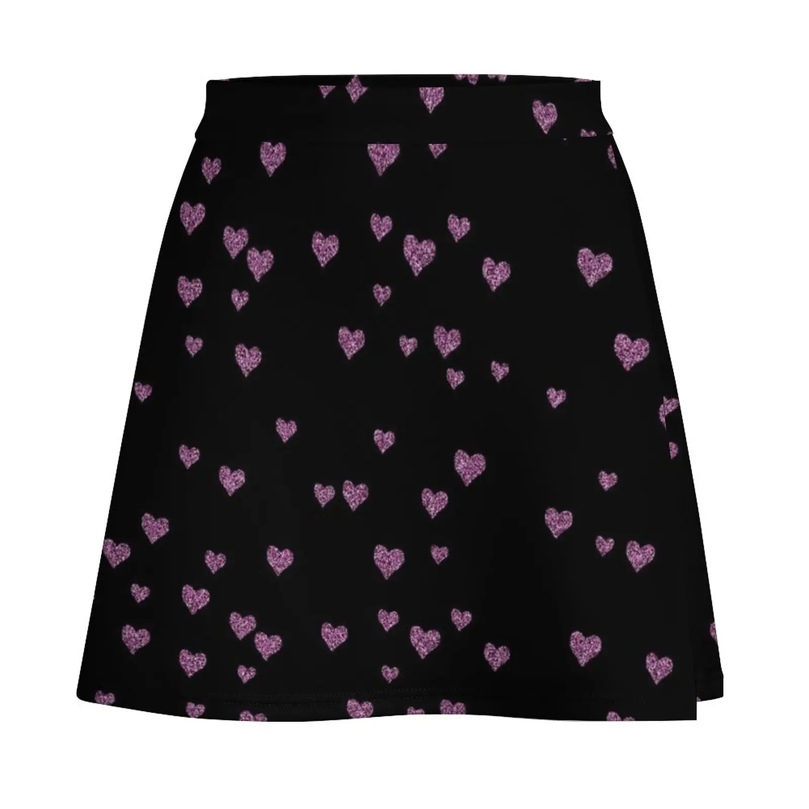 Shiny LOVE Pink Gold Glitter Hearts pattern on a black background Mini Skirt Women's dress Mini Skirt