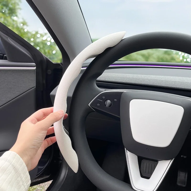 For Tesla Model 3 Highland Car Steering Wheel Cover Suede Anti-slip Comfortable Protective Cover Special Interior Car Accessorie