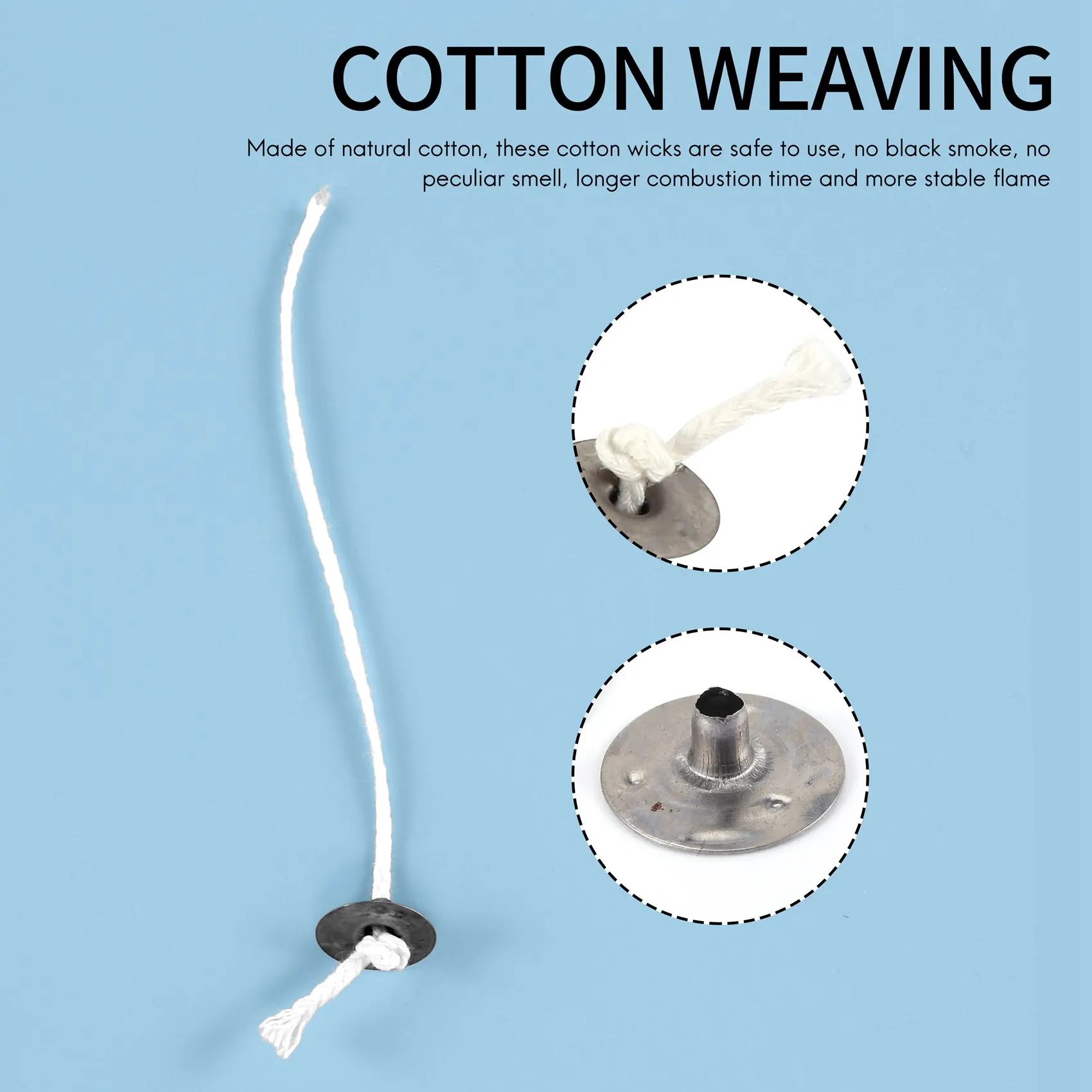 A55F-Candle DIY Tools,2 Rolls Braided Candle Wick Cotton Core And 200 Pcs Candle Wick Sustainer Tabs For Candles DIY Crafts