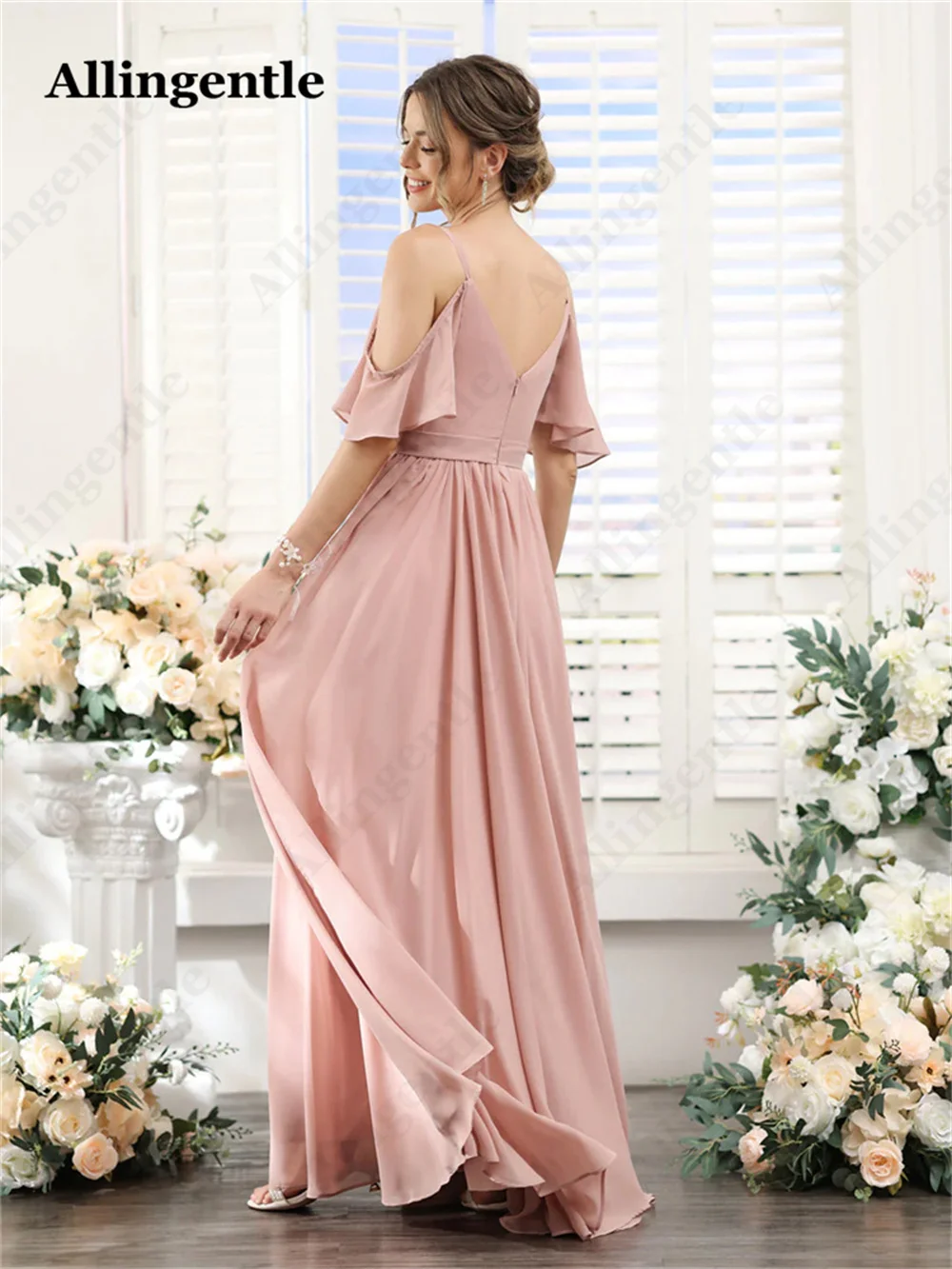 strapless open back dress Glimmer Sequin Dress in Pink