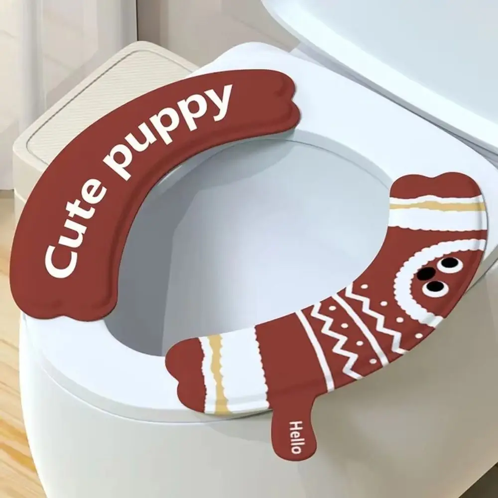 2Pcs/set New Reusable Toilet Mat Universal Waterproof Toilet Sticker with Handle Cartoon Adhesive Toilet Seat Covers
