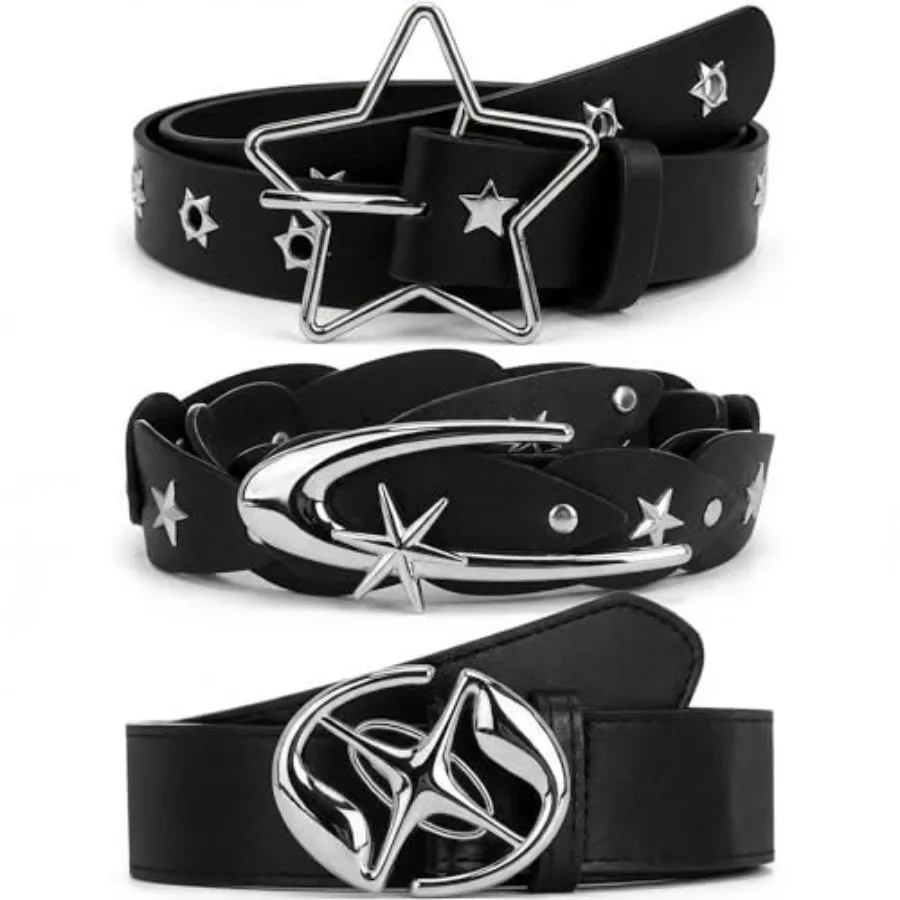 

3 Pcs Studded Belt Star Y2k Belt Adjustable Gothic Punk Y2k Accessories for Hippie Skateboarding Enthusiasts Fashion Grunge Gif