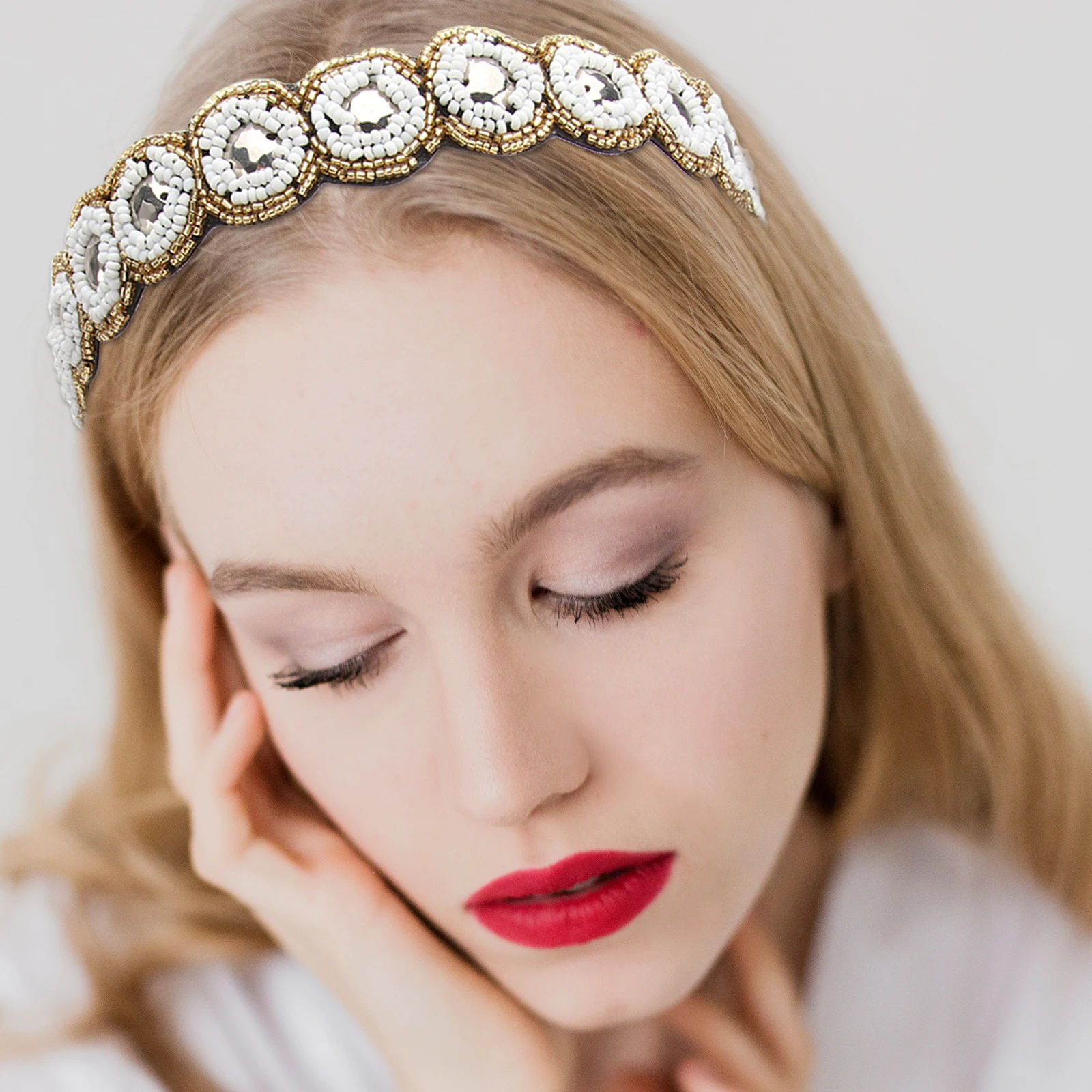 

6pcs Crystal Rhinestone Headband Hair Accessories For Women Stretchable Diy Hairband Durable Pearl Decor Suitable For Party