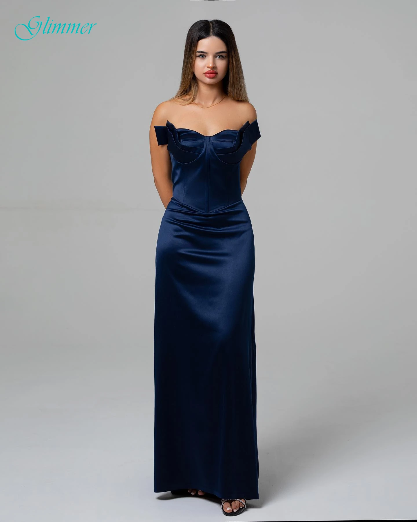 

Customized Straight Strapless Elegant Formal Evening Dress Fashion Temperament Party Gowns High Quality Delicate Prom Dress