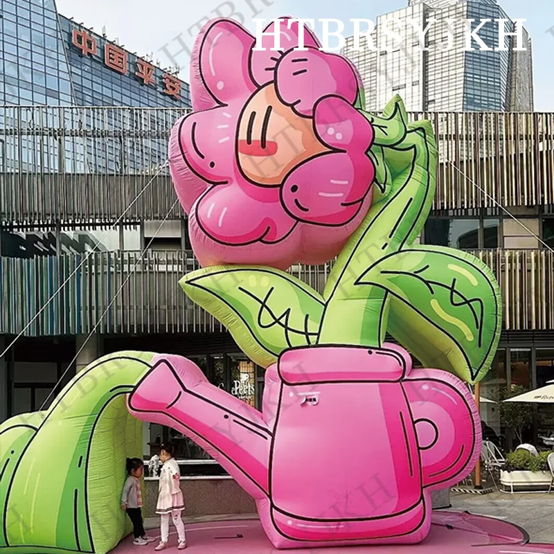 3M 4M inflatable cartoon flower watering can air model plant outdoor activities decorative props