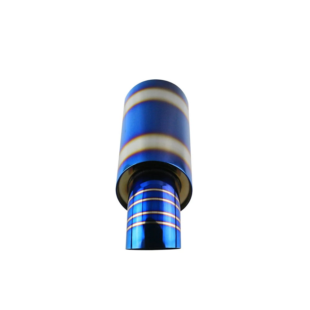 JZZ 2'' High Quality Straight-Through high flow Car Exhaust Tip JS Racing Muffler For 3'' Burned Blue Outlet