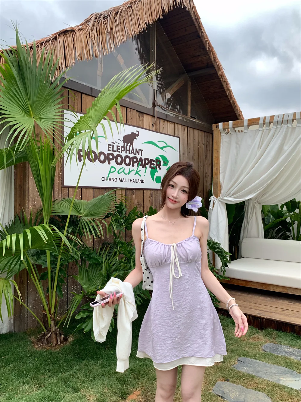 

Женский короткий вязаный кардиган с цветочным принтом, летнее платье, комплект из двух предметов, милый стиль, завышенная талия, с завязками