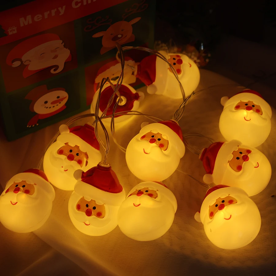 Świąteczne lampki LED Święty Mikołaj, lampki choinkowe, dekoracyjne lampki tworzące świąteczną atmosferę, lampki sznurkowe na choinkę.