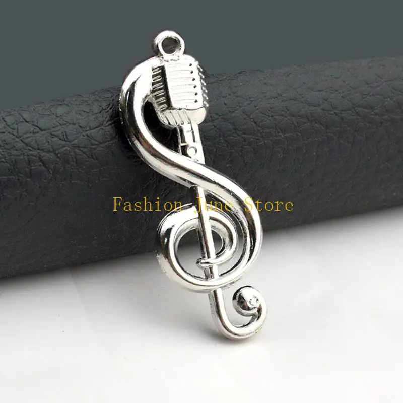 N5KA Alloy Music Note Keyring with Silver Tone Charm for Daily Carry