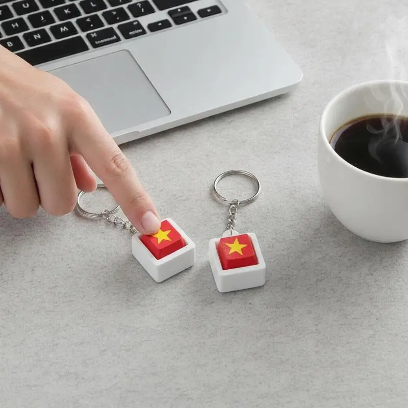 Keyboard Switch Fidget Toy Five-star Flag Keyboard Clicker Fidget Toy 3d Printed Decompression Button Keychain Portable Stress