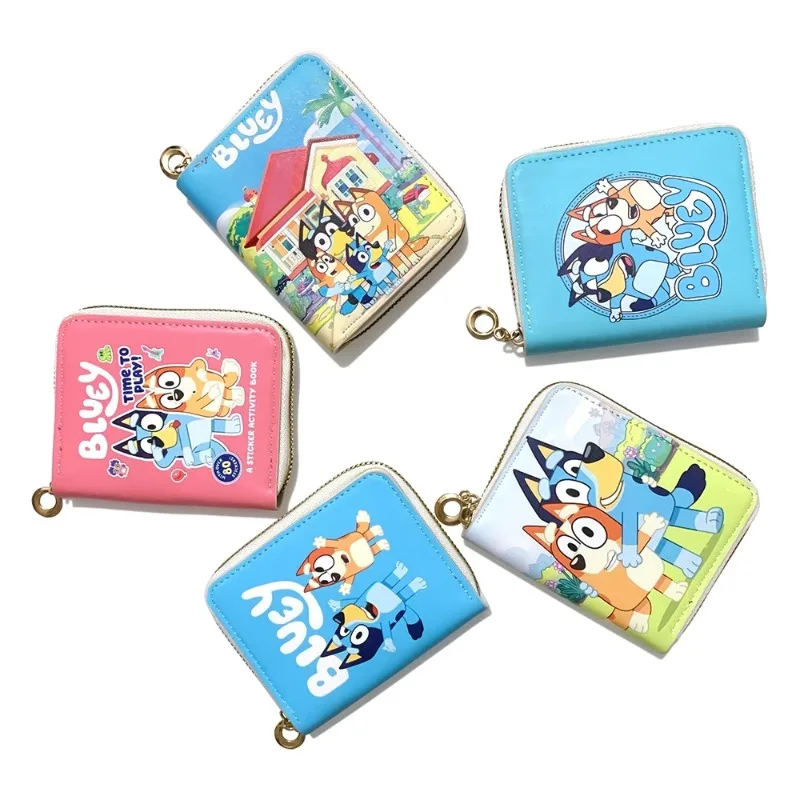 

Hot ！Bluey And Bingo Anime Wallet PU Leather Material Cartoon Card Bag Student's Key Bag Children's Coin Purse