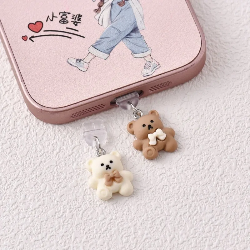 

Милый медведь, пылезащитная заглушка для телефона, украшения, аксессуары для iPhone, Xiaomi, порт зарядки типа C, защитная заглушка, подарок другу