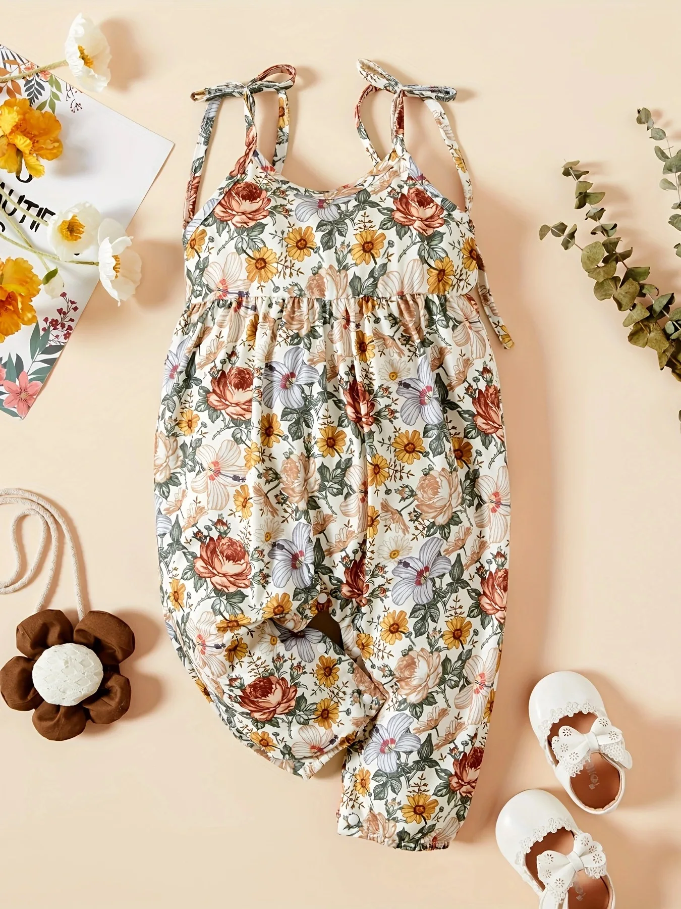 0-18 months summer new newborn baby girl tie up daisy print long pants jumpsuit