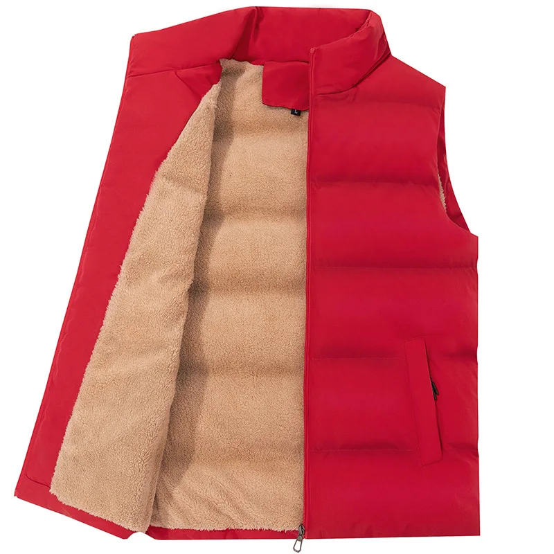 Autumn Winter Men Solid Color Stand Collar Sleeveless Casual Simple Wool Coats American European New Fashion Male Vests Tops