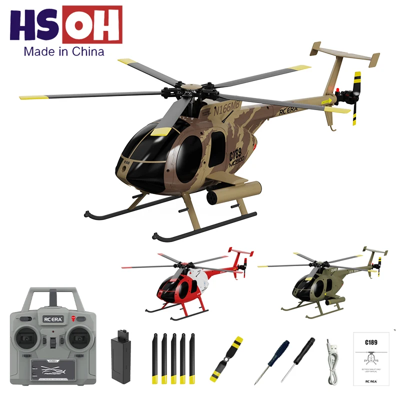 C189 RC Helicopter 1:28 MD500 Borstelloze Dual-motor Afstandsbediening Model 6-As Gyro Vliegtuigen Speelgoed Met één klik Opstijgen/landen