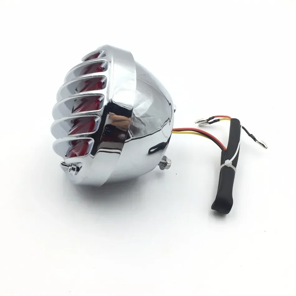 

Motorcycle Pre-Grille Ribbed Round LED Tail Brake Light Integrated License Plate Lamp for harley/Honda/ Kawasaki/Yamaha / Suzuki