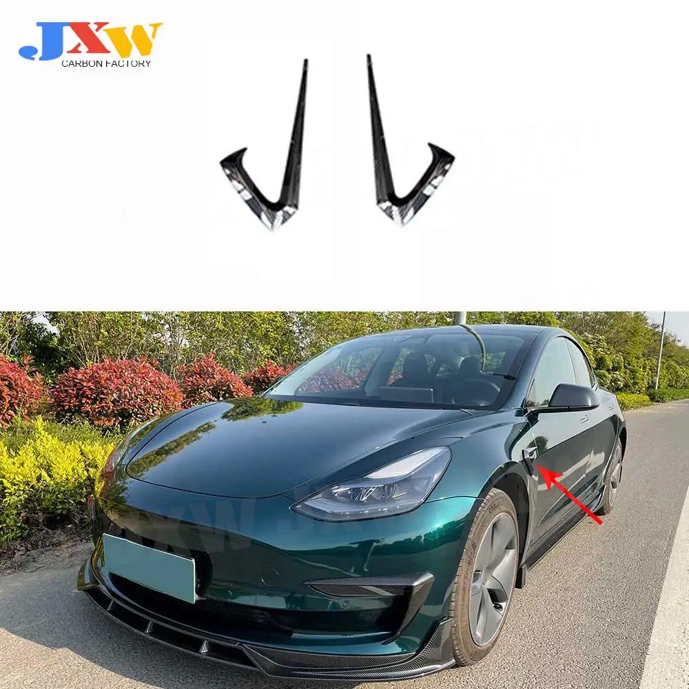 

Car Front Bumper Side Trim Canards For Tesla Model 3 Fin Air Knife Wingle Car Bodykits ABS Carbon Look/Gloss black