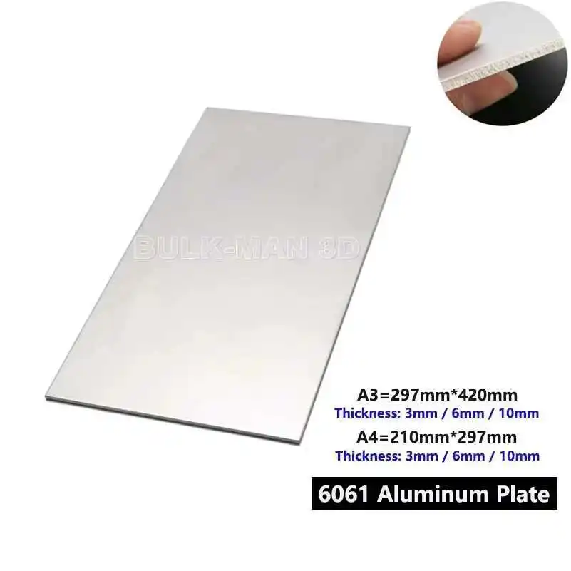 Plaque d'aluminium 6061, taille A3/A4, matériau d'usinage cnc, épaisseur de plaque 3mm/6mm/9mm pour routeur CNC, accessoire d'imprimante 3D à monter soi-même