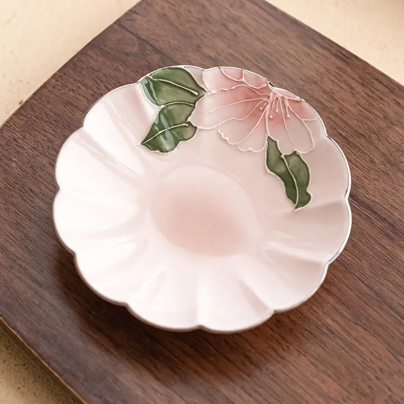 

Petal Ceramic Coaster, Teacup Holder, Anti Slip Insulation Pad, Tea Ceremony Accessories