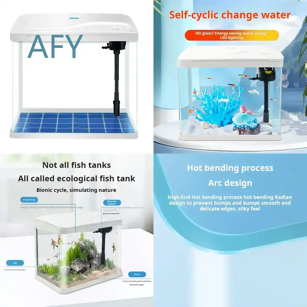 Wholesale Customizable Ultra-White Crystal Fish Tank for Small Aquariums with LED Light and Filter for Betta Fish Shrimp Nano