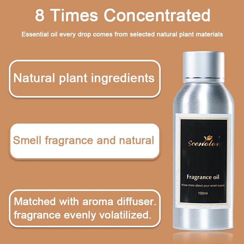 100ML Pure Plant Essential Oil Fruits Floral Electric Smell Scent Fresh Air Aroma Diffuser Hotel Office Home Room Fragrance Oil