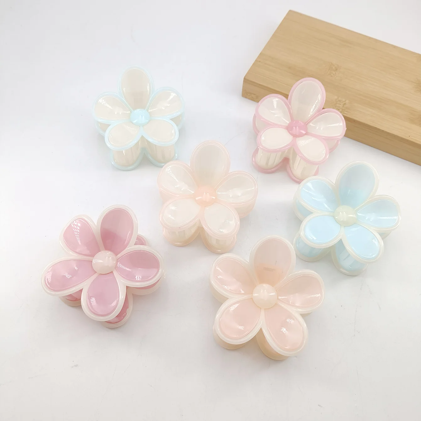 قسط كتلة اللون الزهور مشبك شعر القرش لدغة نصف أوبدو مشبك شعر تنوعا ذيل حصان حامل هلام اللون الأزهار قبضة الشعر